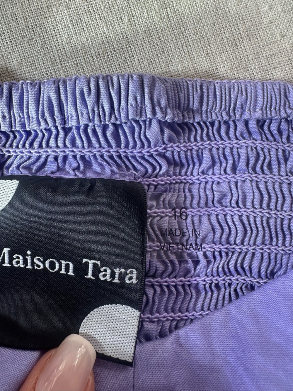Maison Tara Lilac Puff-Sleeve A-Line Dress - Women’s size 16 summer vacation - Picture 7 of 9